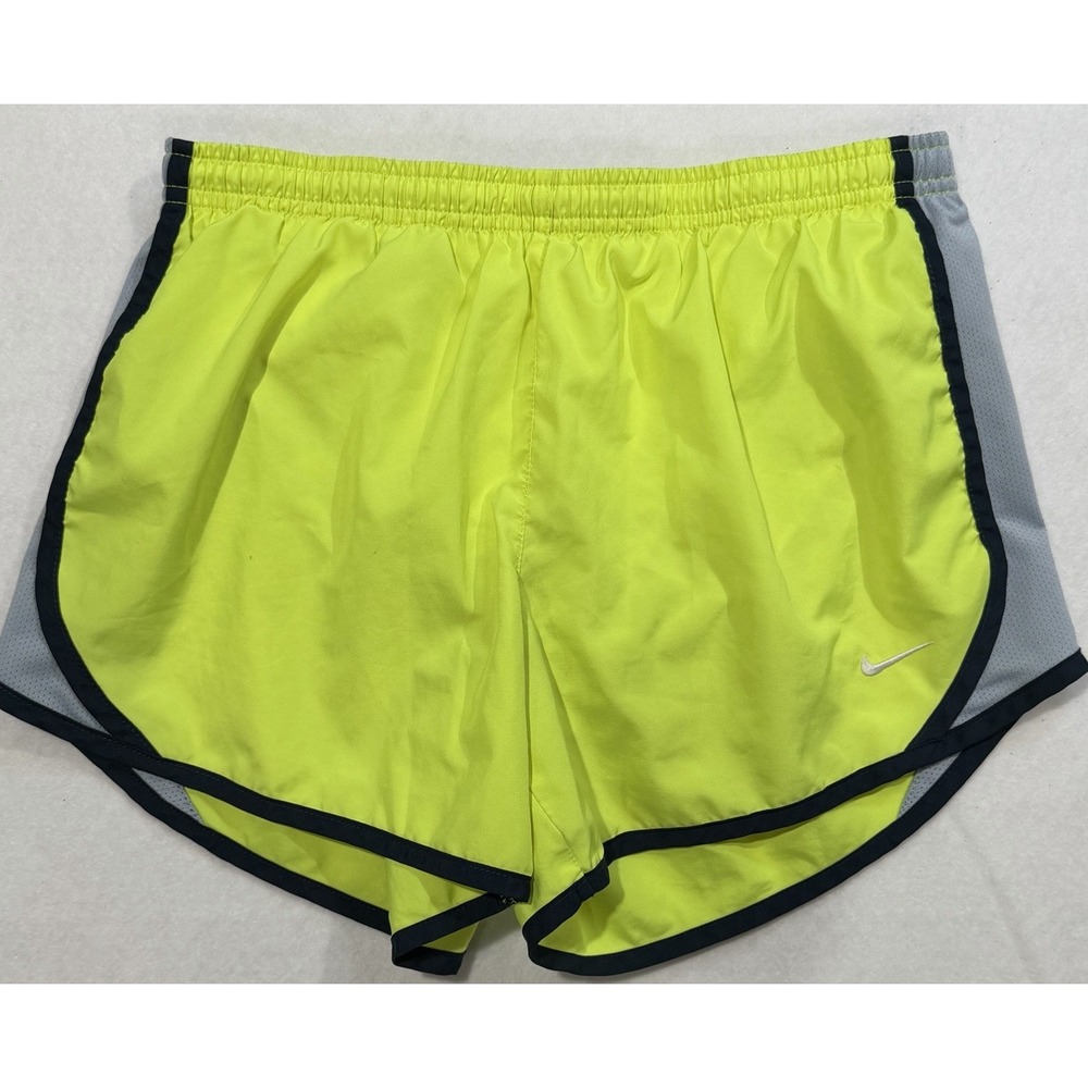 Nike Dri-Fit Athletic Lined Running Shorts Neon Yellow Liner Juniors Size L